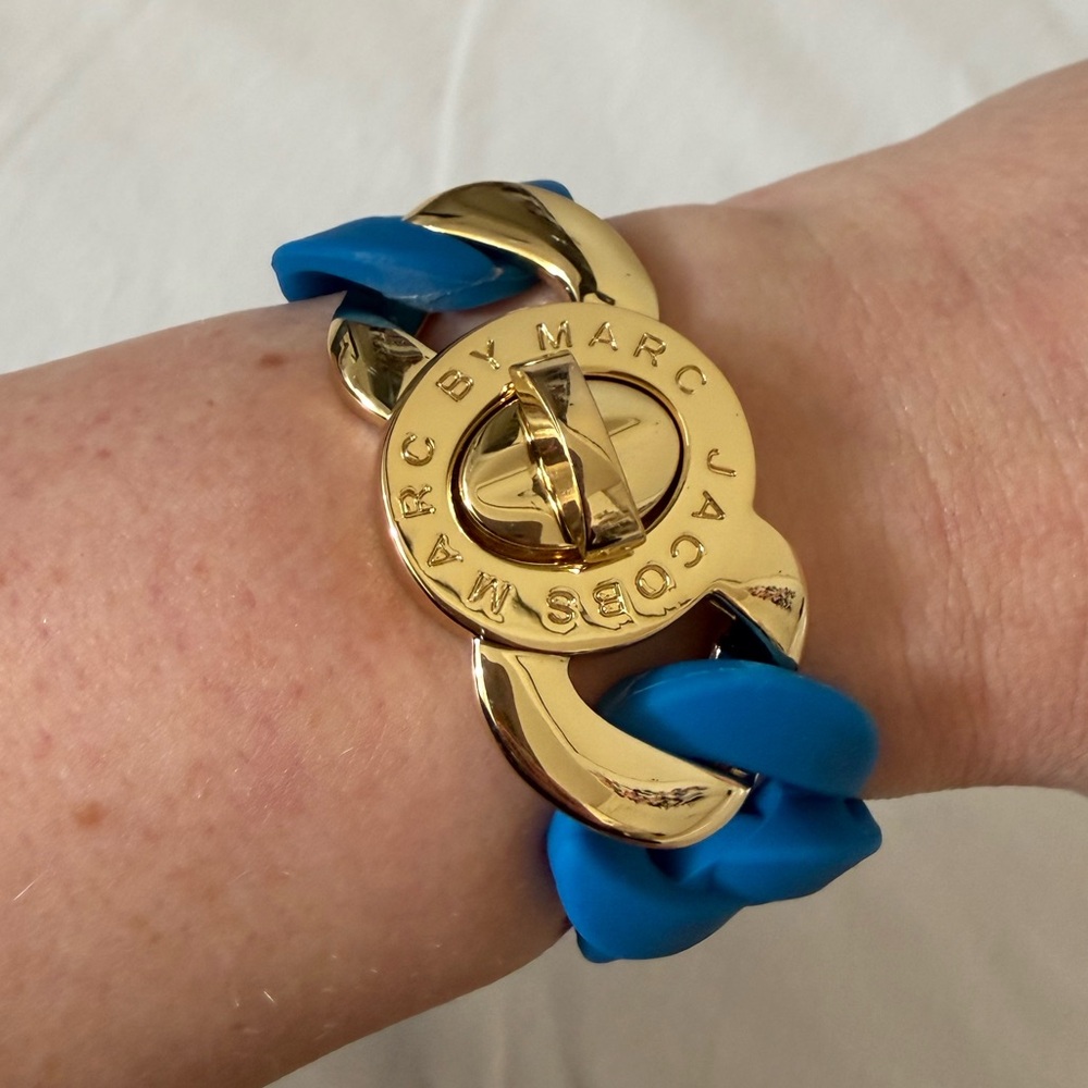 Marc Jacobs Gold and Blue Chain Bracelet